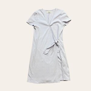 Texture and Thread Short Sleeve Side Tie Dress